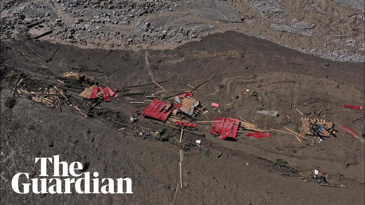 Drone footage shows devastation caused by landslide in Georgia
