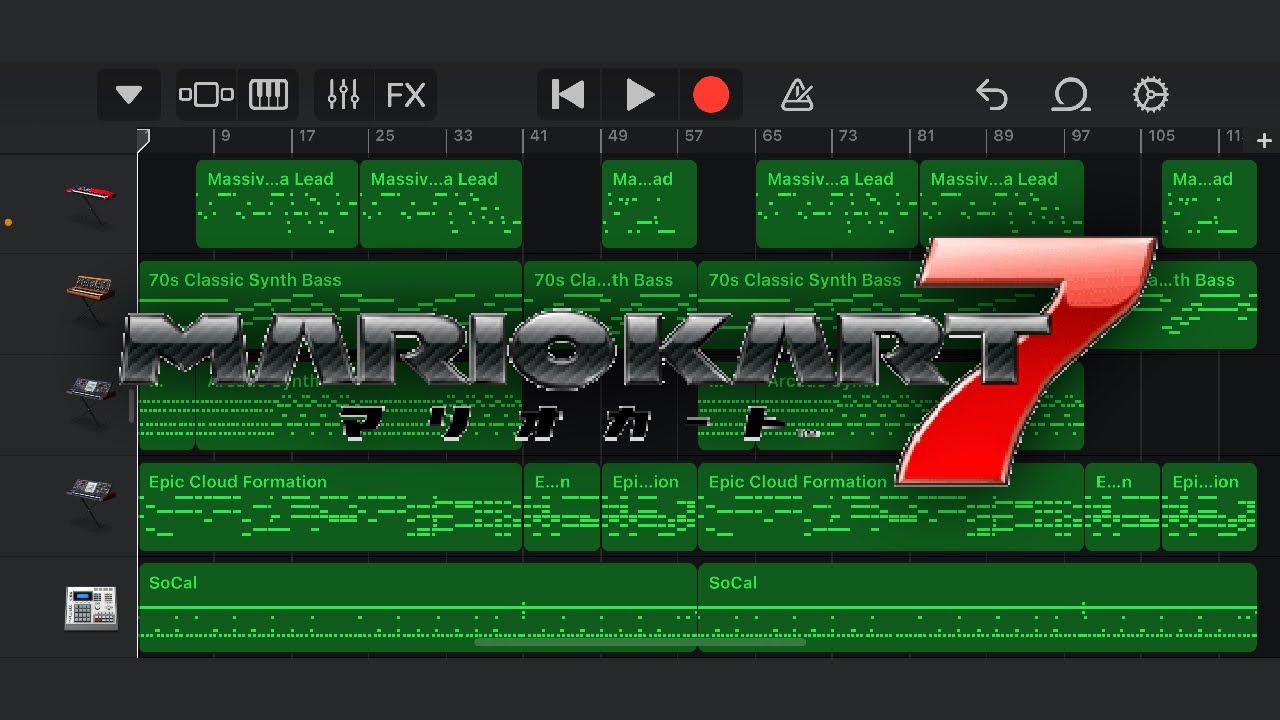 【Garage Band】マリオカート7の「レインボーロード   」のBGMを作ってみた。 Mario Kart 7 Rainbow Road