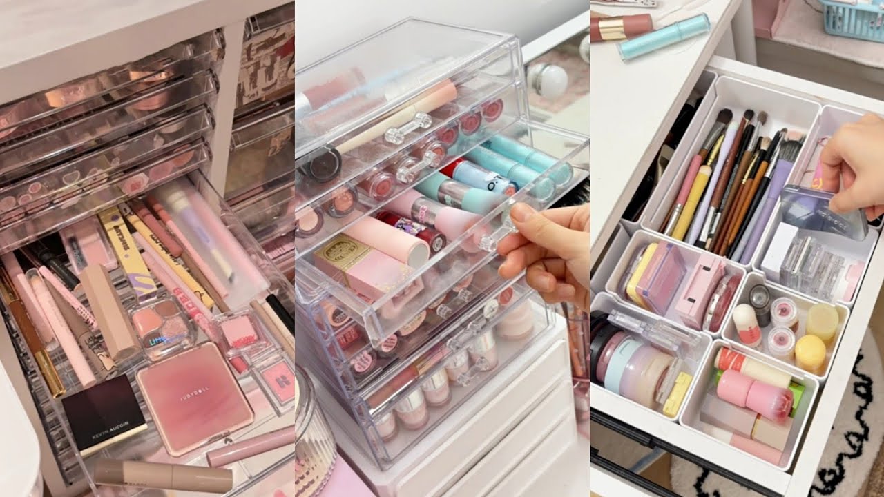 ASMR MAKEUP & ORGANIZING VANITY 🎀  