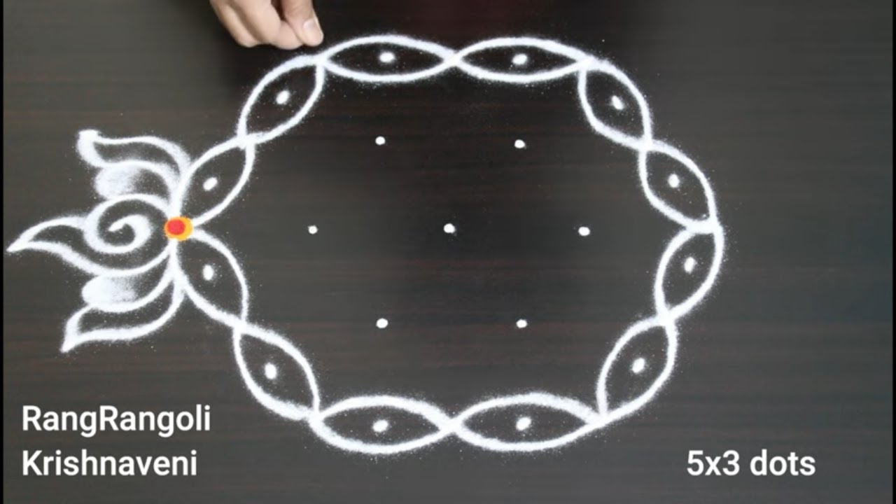 Sukravaram Muggulu🌺5x3 dots Friday Kolam🌺Traditional Rangoli Designs🌺RangRangoli Krishnaveni