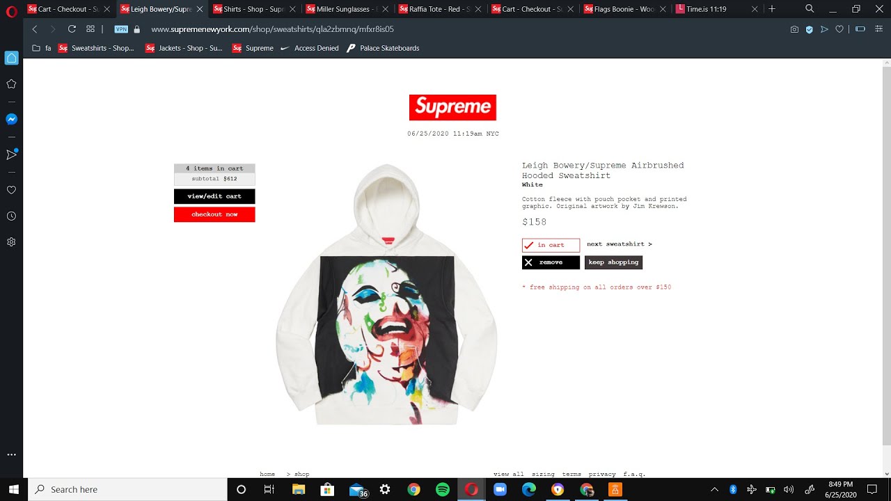 Supreme SS20 Week 17 - Manual cop Leigh Bowery sweatshirt, Tote bag and Boonie