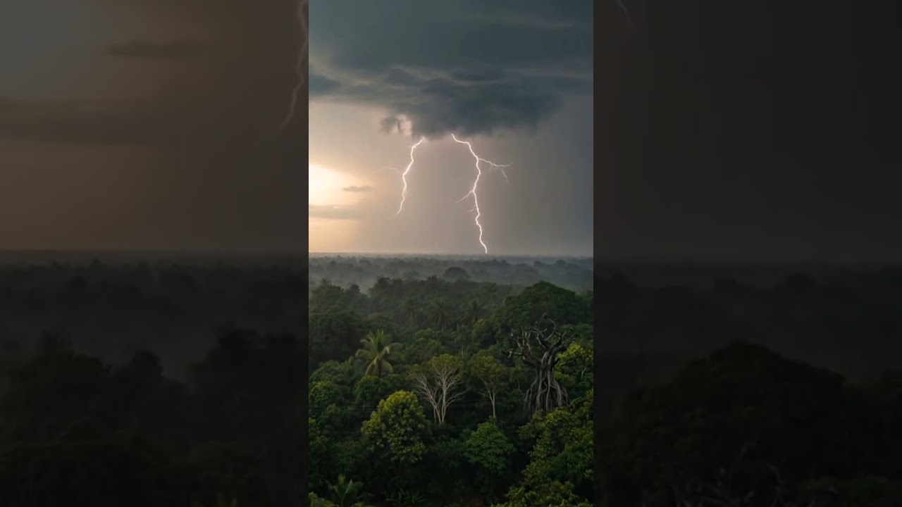 Dark Tropical Rainforest Storm | Thunder, Heavy Rain & Atmospheric Night Ambience