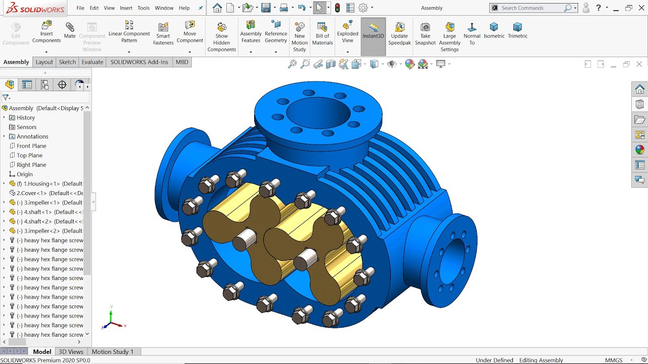 SolidWorks Tutorial Roots Blower (Pump)