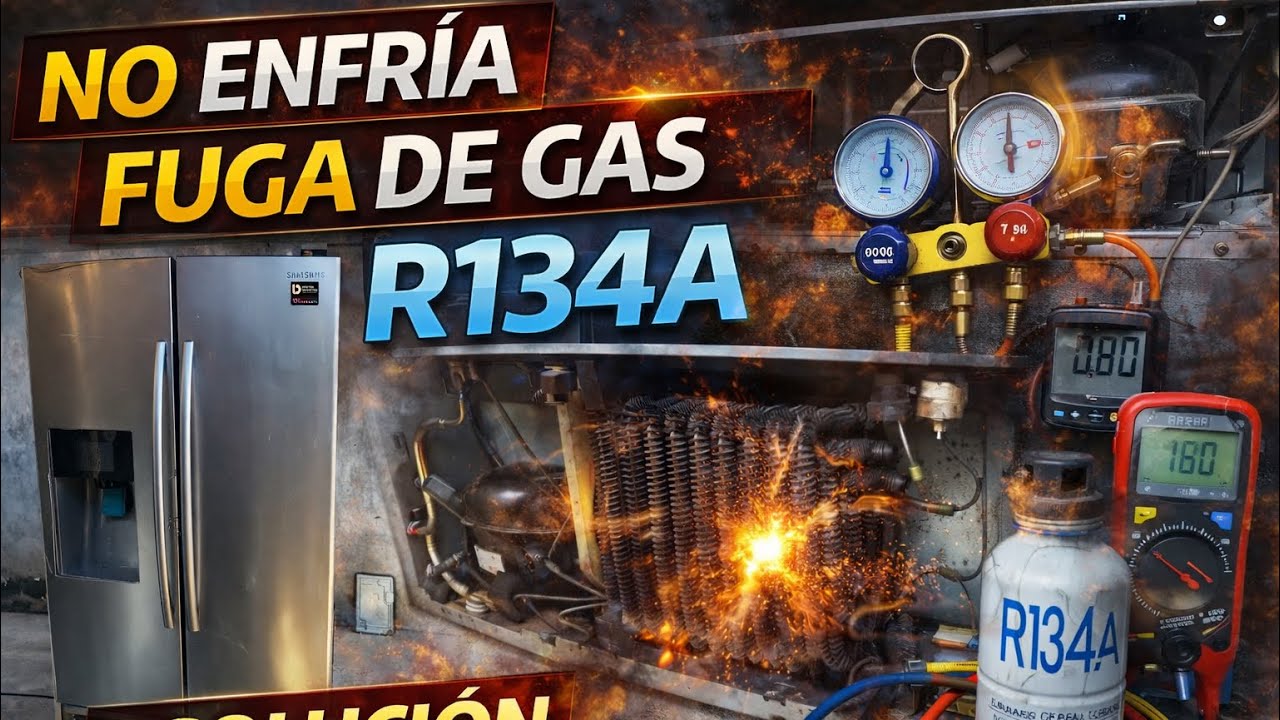 Refrigerador Samsung Nevecon no enfría ❄️. Detección de fuga y carga de gas R134A (paso a paso)