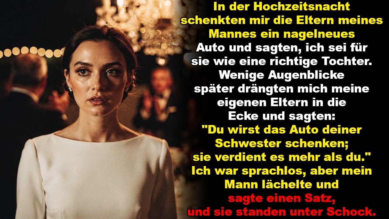 In der Hochzeitsnacht schenkten mir die Eltern meines Mannes ein nagelneues Auto und sagten …