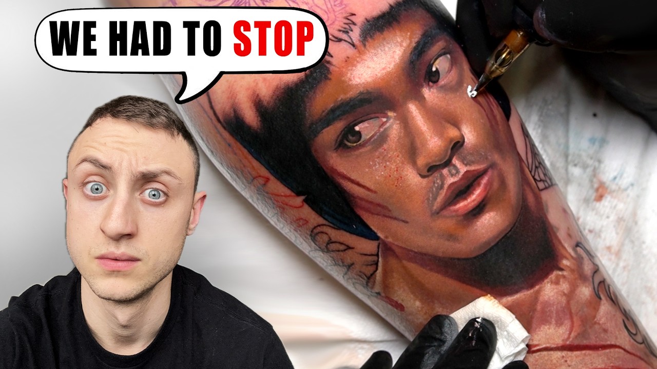Tattooing a Bruce Lee Portrait