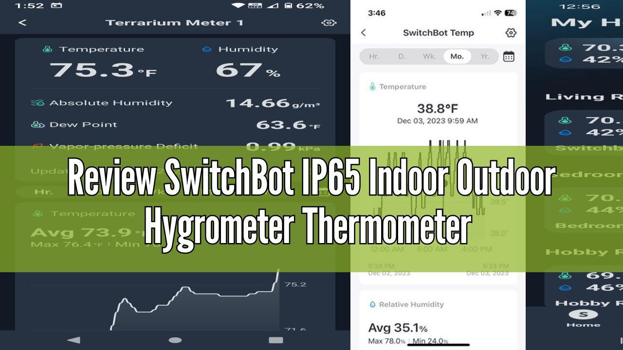 Review SwitchBot IP65 Indoor Outdoor Hygrometer Thermometer Wireless 3Packs, 394ft Bluetooth Range,