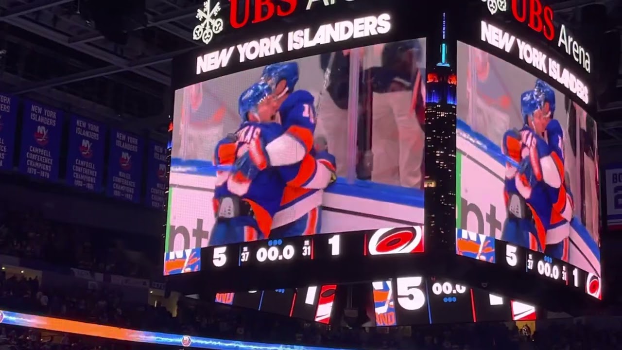New York Islanders playoff win horn at UBS Arena