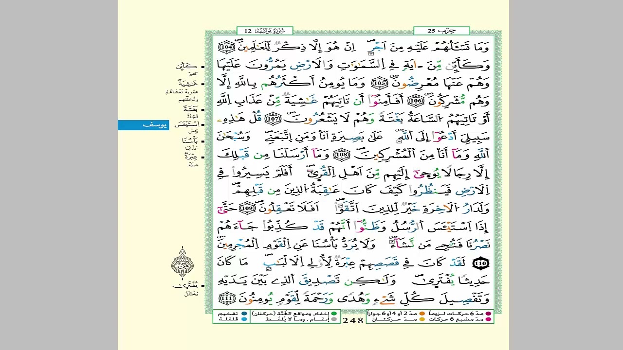 الثمن 6 من الحزب 25  مكرر 7 مرات من المصحف المصور برواية ورش عن نافع للقارئ الشيخ العيون الكوشي