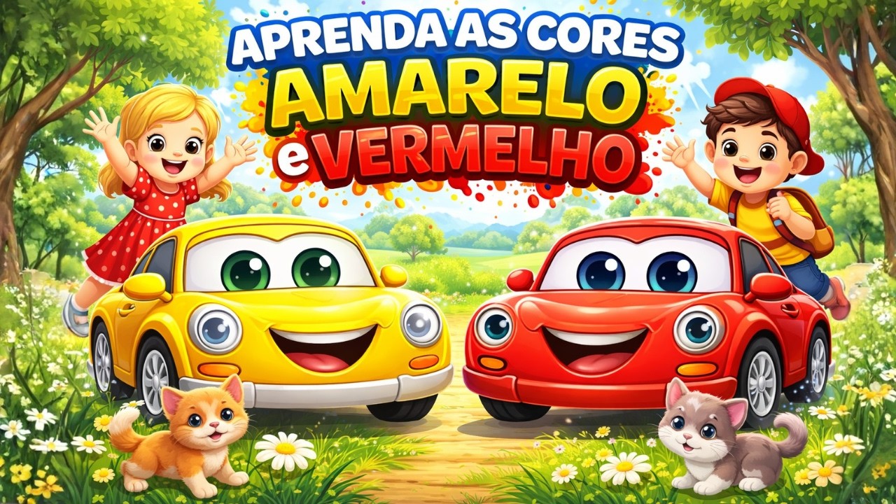 APRENDA AS CORES | AMARELO E VERMELHO 🚗🚗