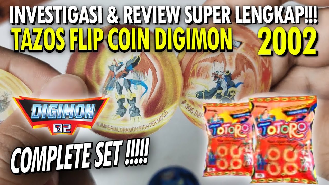 Nostalgia TAZOS FLIP COIN Digimon Adventure 2 Hadiah Snack Jadul Totoro (2002) Review Super Lengkap!