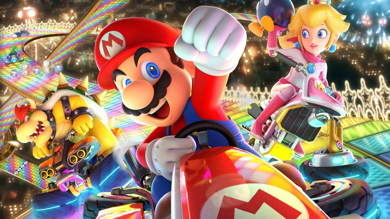 Jugando Mario kart 8 con volante y pedales