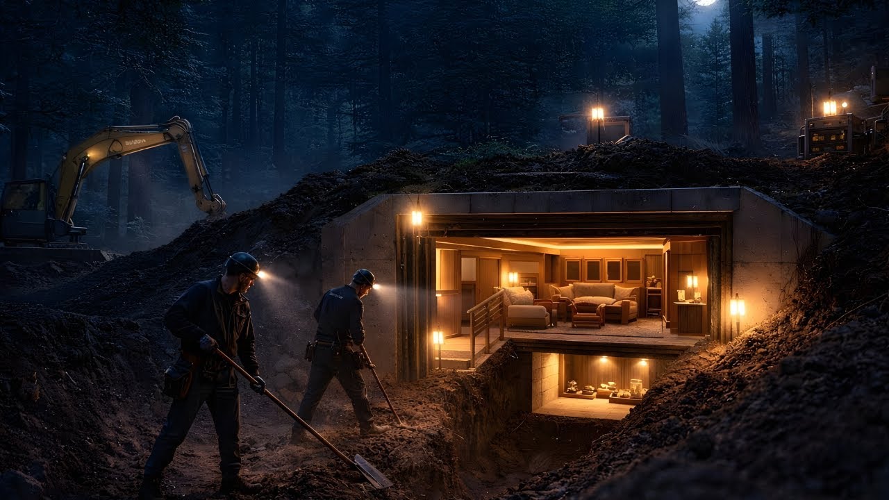 Secret Underground Palace in the Wild – Building a Full Modern Shelter from Scratch (Midnight Build)