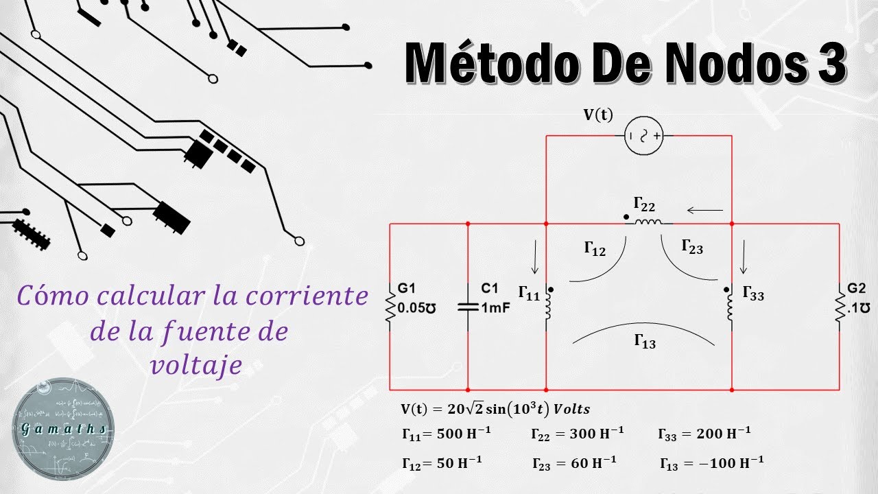 Método de Nodos- Ejemplo 3: Cálculo de la Corriente de la Fuente en un circuito con acoplamientos