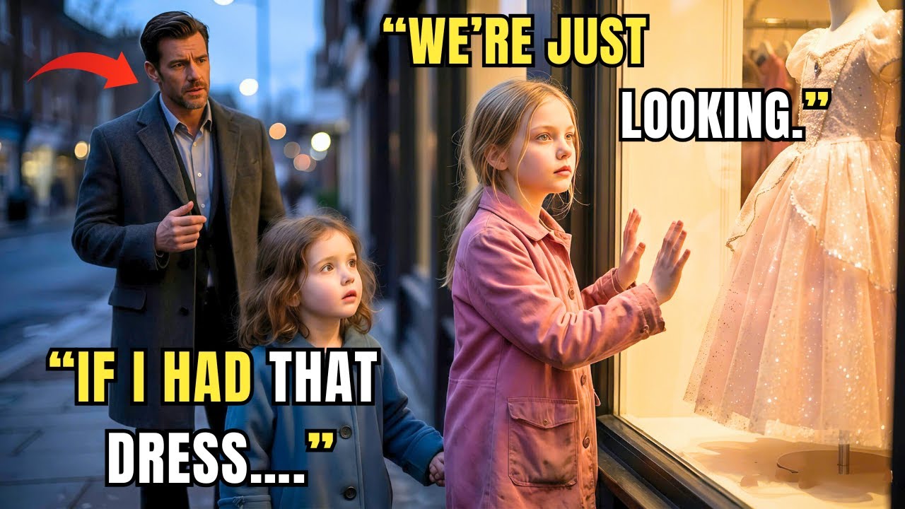 Two Poor Sisters Stare at a Dress They Can’t Buy — A Millionaire CEO Stops and Listens