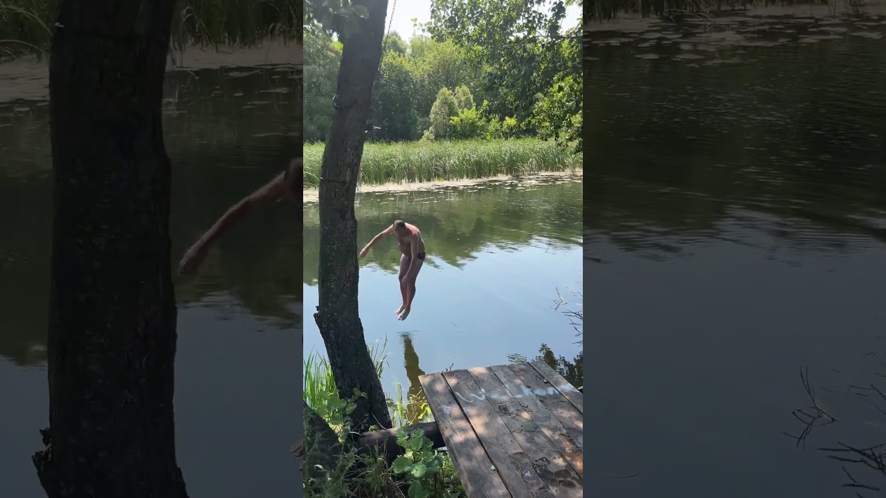 Robin Seplut jumping in the river