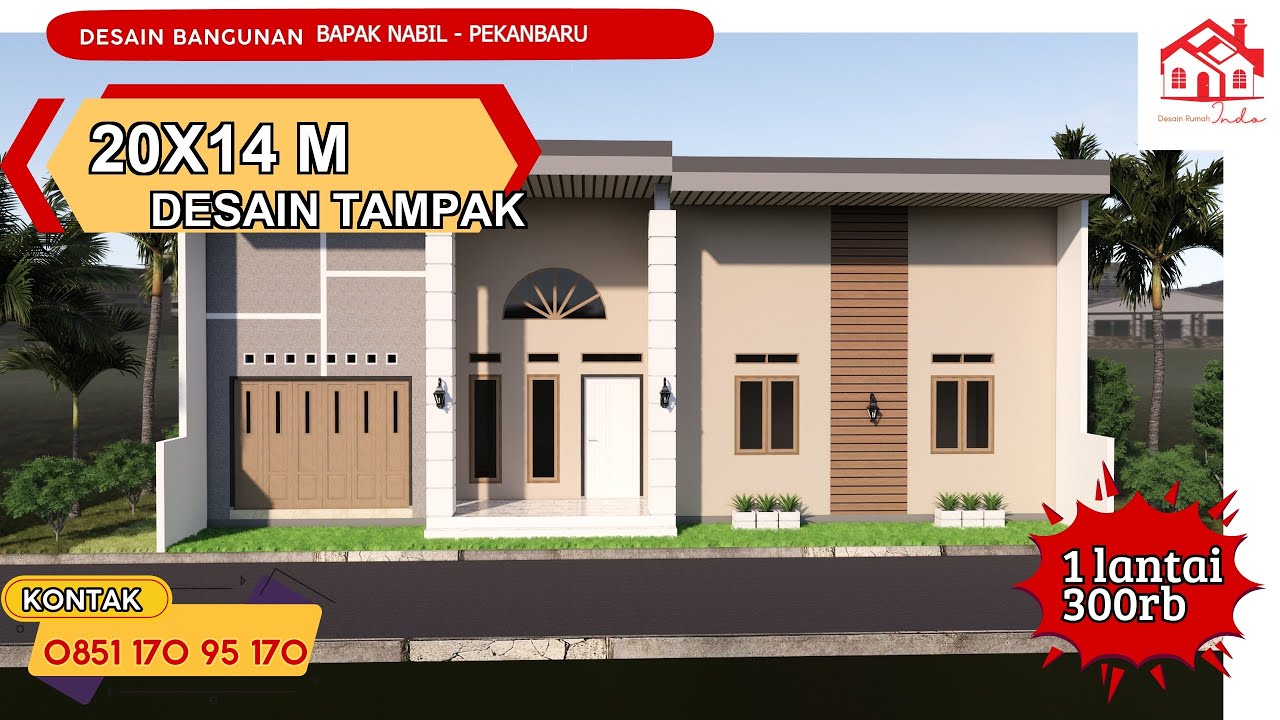 DESAIN RUMAH INDO MODEL MINIMALIS UKURAN 15 X 14M 1 LANTAI (Bapak Nabil Pekanbaru)