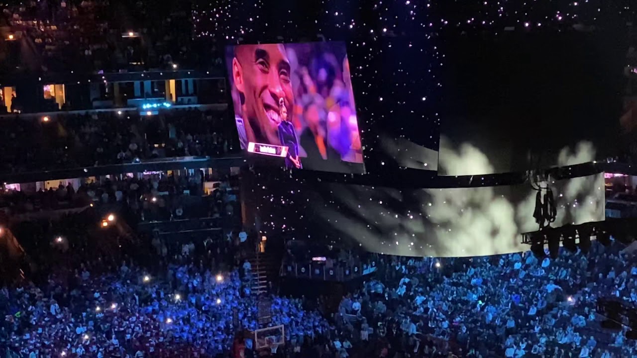 2020 NBA All-Star Game Kobe Bryant tribute arena perspective (Magic Johnson & Jennifer Hudson)