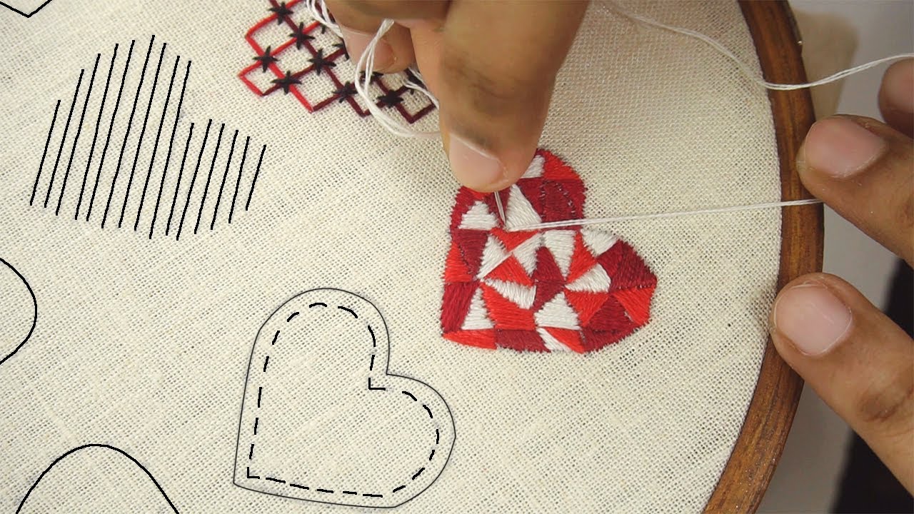 Hand Embroidery Designs | HEART EMBROIDERY SAMPLER FOR BEGINNERS