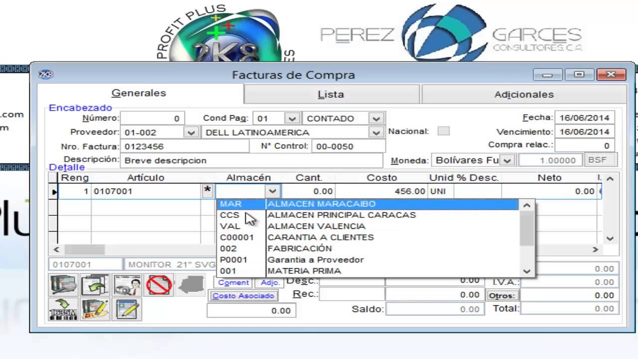 Profit Plus Administrativo Facturas de Compras