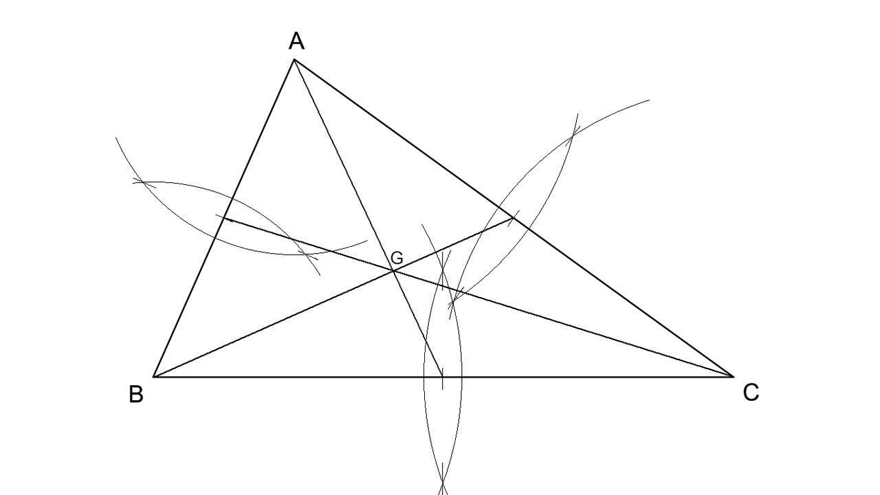 Baricentro  de un triángulo (centroide o centro de gravedad-medianas)