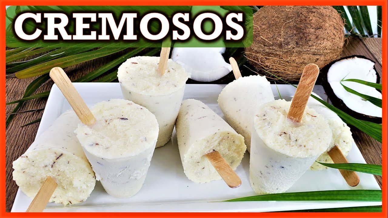 Como hacer HELADOS de COCO - helados de leche con COCO cremosos