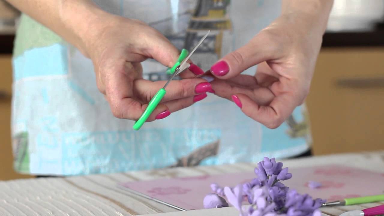 Как сделать веточку сирени из мастики