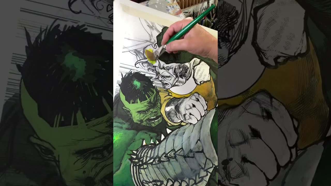 Simone Bianchi dipinge lo scontro tra Hulk e Sentry