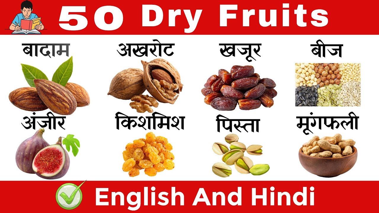 😋 Dry Fruits and Seeds Name | English Vocabulary | Word Meaning | Improve Your English