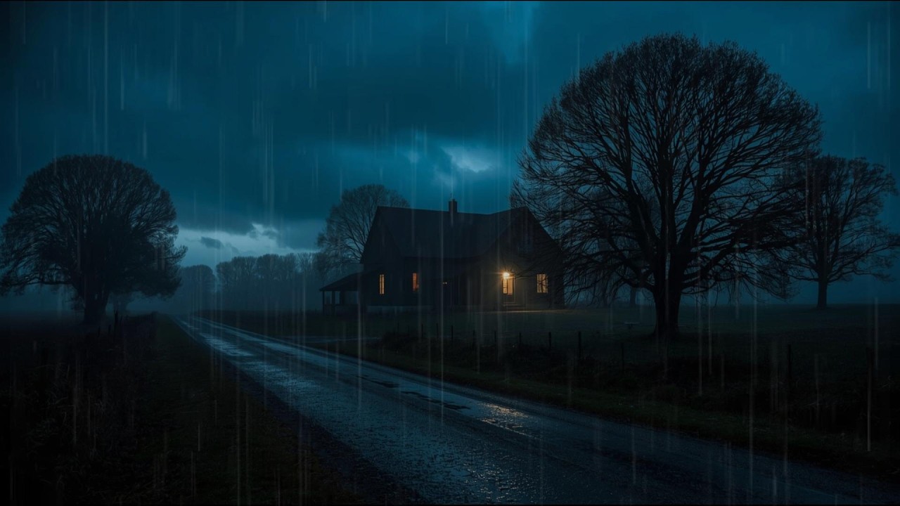 Moody Night Rain At Lonely Forest | Sleep, Relax and Night Calm Ambience