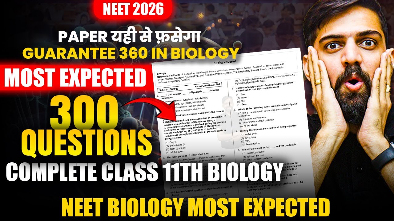 300 Most Expected Questions NEET 2026 Biology | Biology Full Syllabus Mock test for NEET 2026