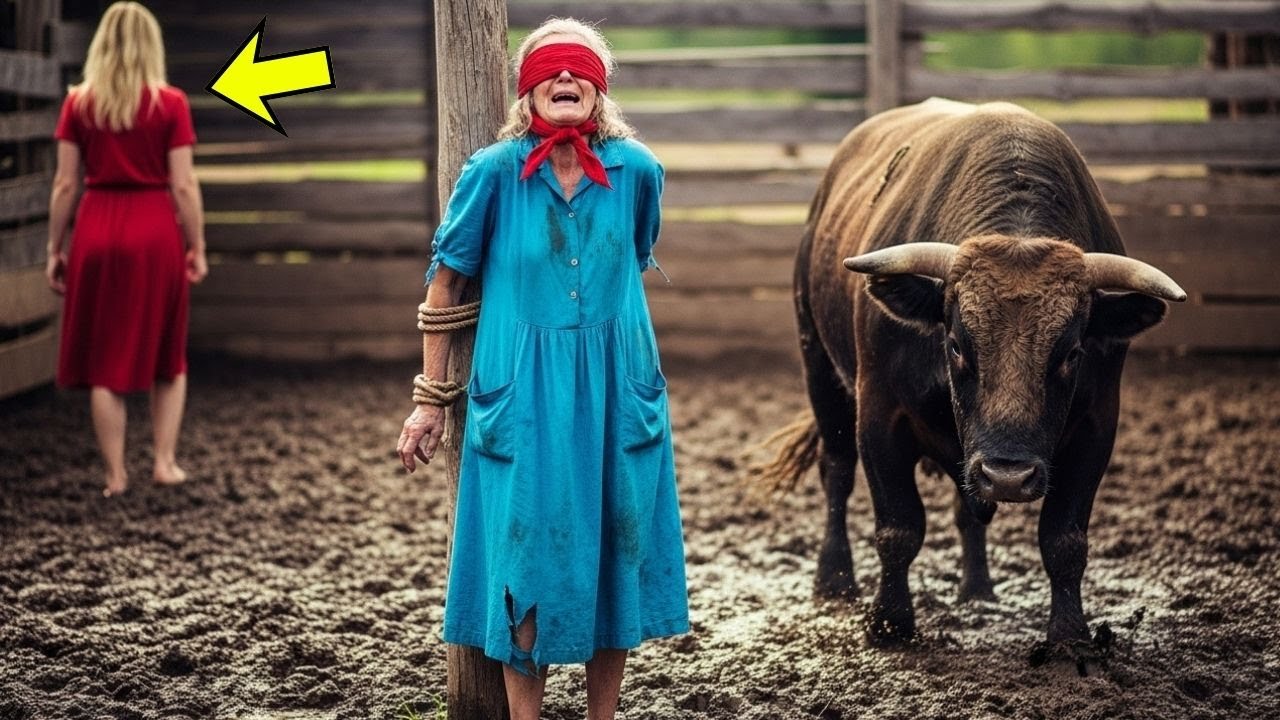 NUERA FRÍA empuja ANCIANA CIEGA hacia TORO BRAVO, HASTA ANIMAL se acerca a ella y…