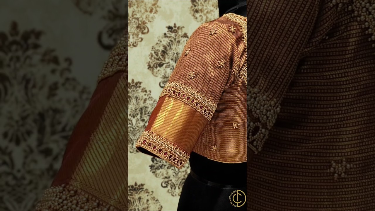 Royal gold blouse with statement sleeves ✨ Handcrafted elegance