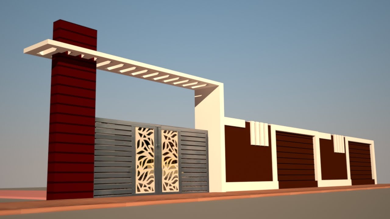 Entrance Gate and Wall Design in 3Ds Max.