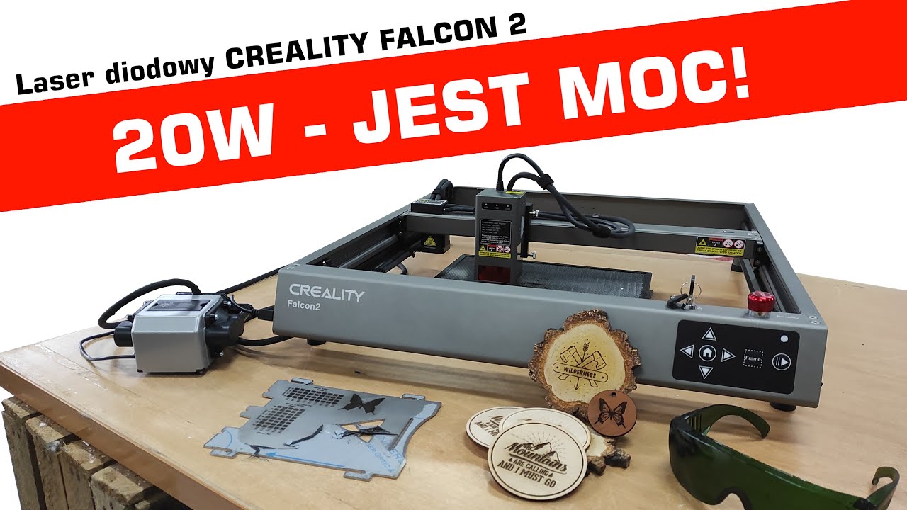 Creality Falcon 2 - TEST plotera laserowego z głowicą 20W! - Tnie drewno, skórę i graweruje stal!