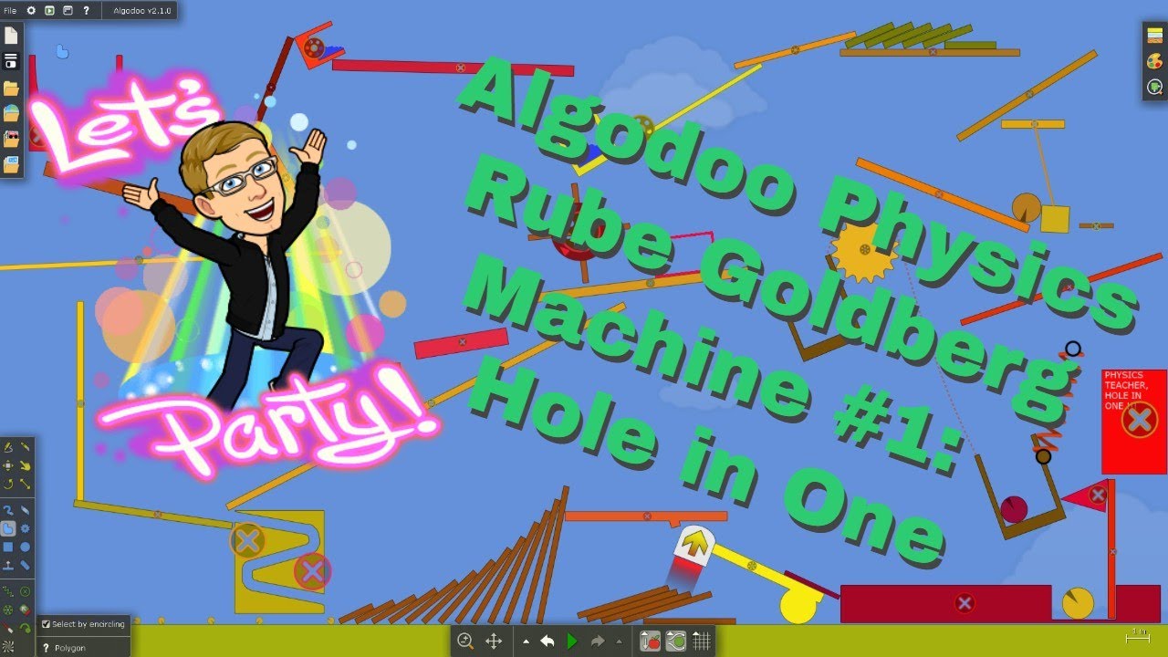 Algodoo Rube Goldberg Machine (Contraption) 1:  Hole in One