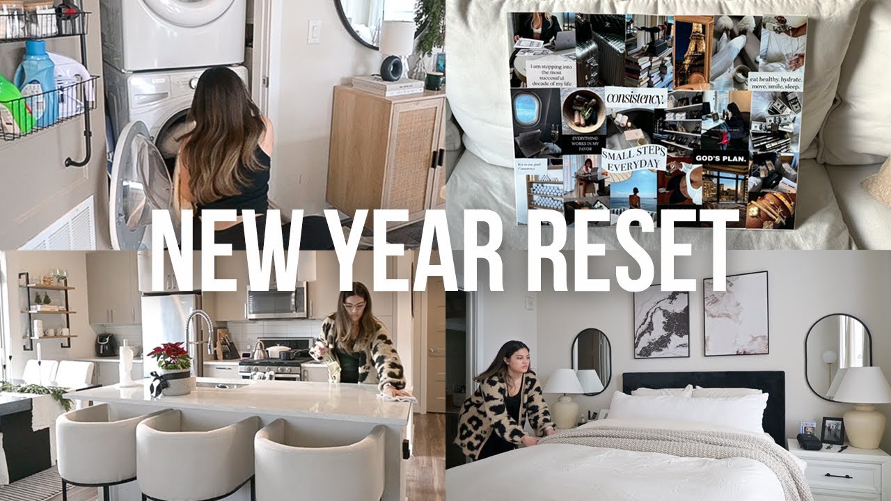 NEW YEAR RESET: deep cleaning, decluttering, setting 2024 goals, vision board