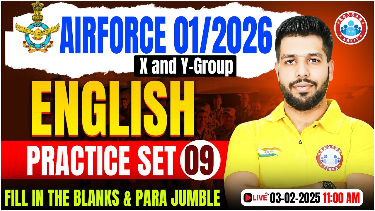 Airforce Practice Set 2025 | Fill in the blanks & Para Jumble | English for Airforce X & Y Group