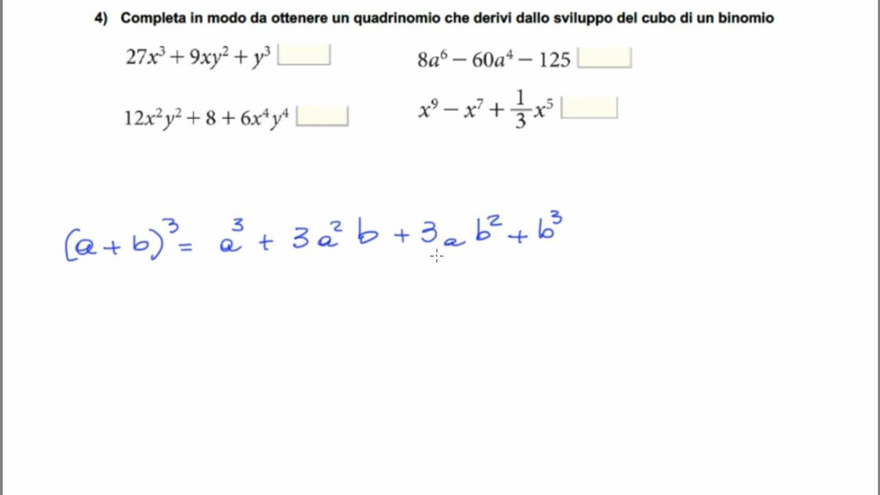 Prodotti notevoli: correzione di un test