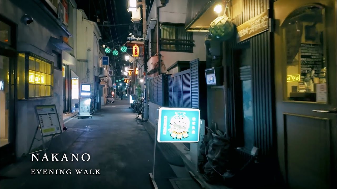 Пешеходная экскурсия по Японии | Накано на вечерней прогулке по Токио | 4К