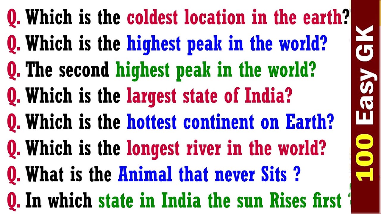 100 India Easy General Knowledge Questions Answers 2026 in English | GK | Quiz | Trivia | India GK
