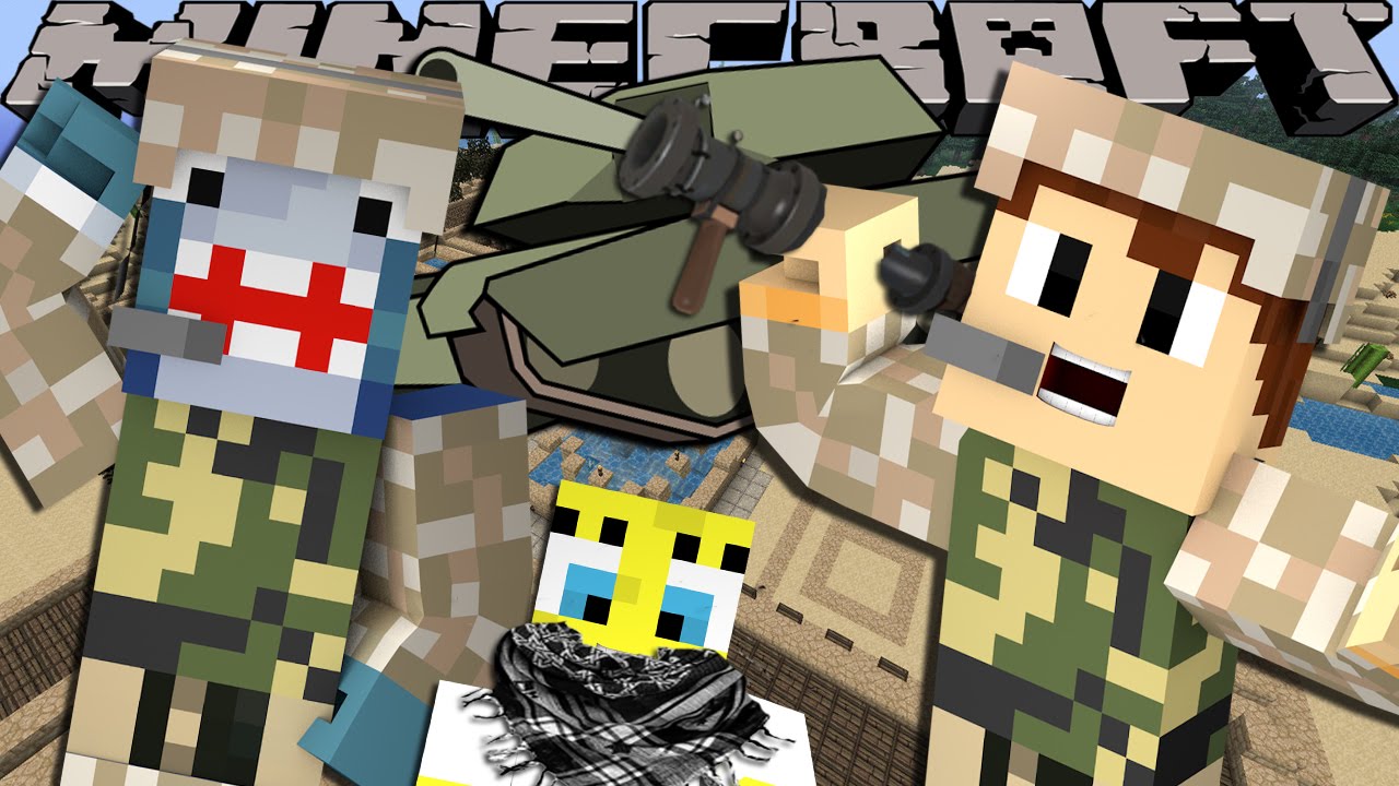 Minecraft Adventure - Sharky and Scuba Steve - SPONGEBOB SAVES THE TROOPS!