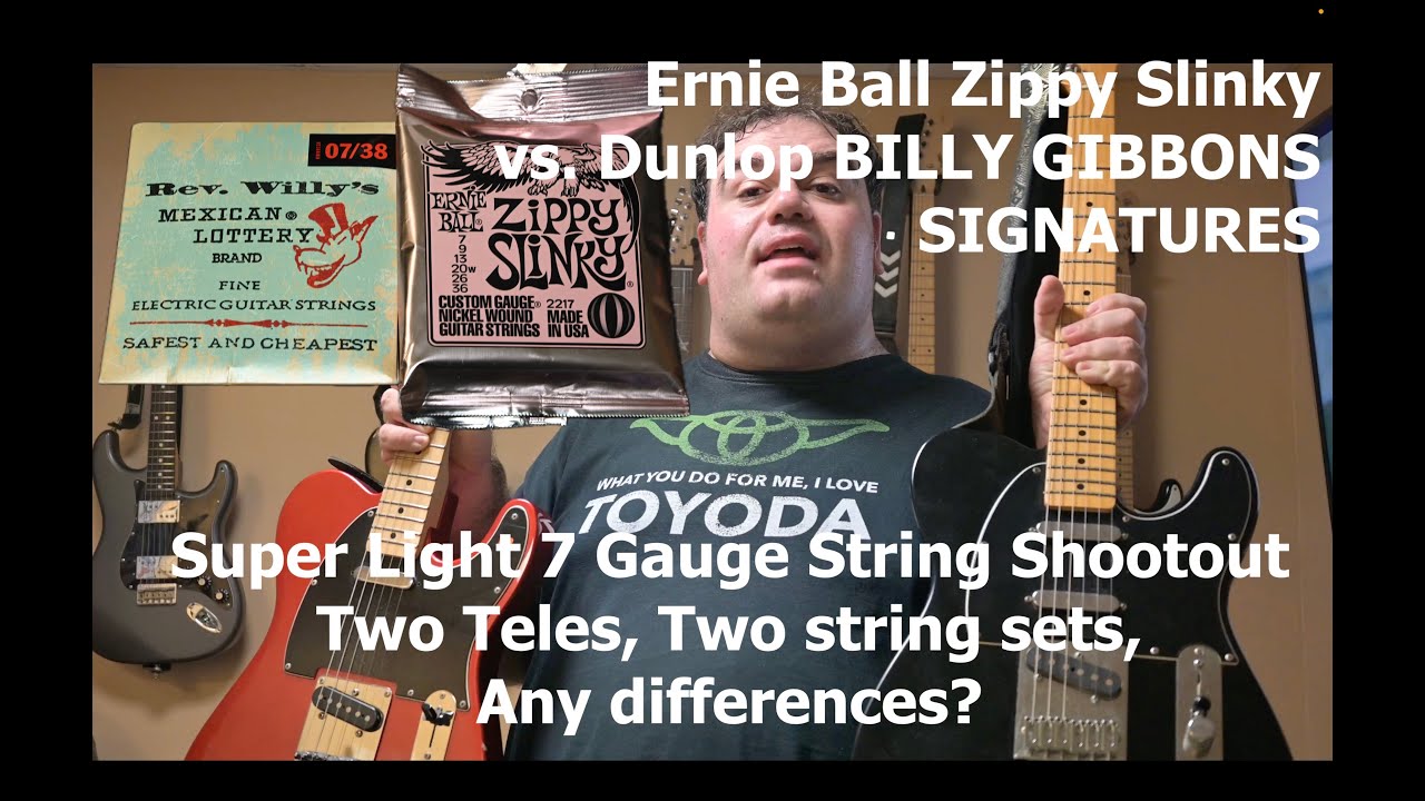 Super Light 7 GAUGE STRINGS SHOOTOUT | Ernie Ball Zippy Slinkies vs. Dunlop BILLY GIBBONS Strings