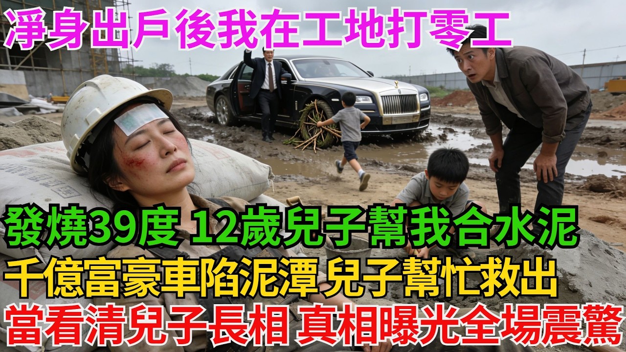 凈身出戶後我在工地打零工 發燒39度，12歲兒子幫我合水泥 千億富豪車陷泥潭，兒子幫忙救出 當看清兒子長相，真相曝光全場震驚【阿馨夜讀】#故事分享#情感#婆媳矛盾#AA制