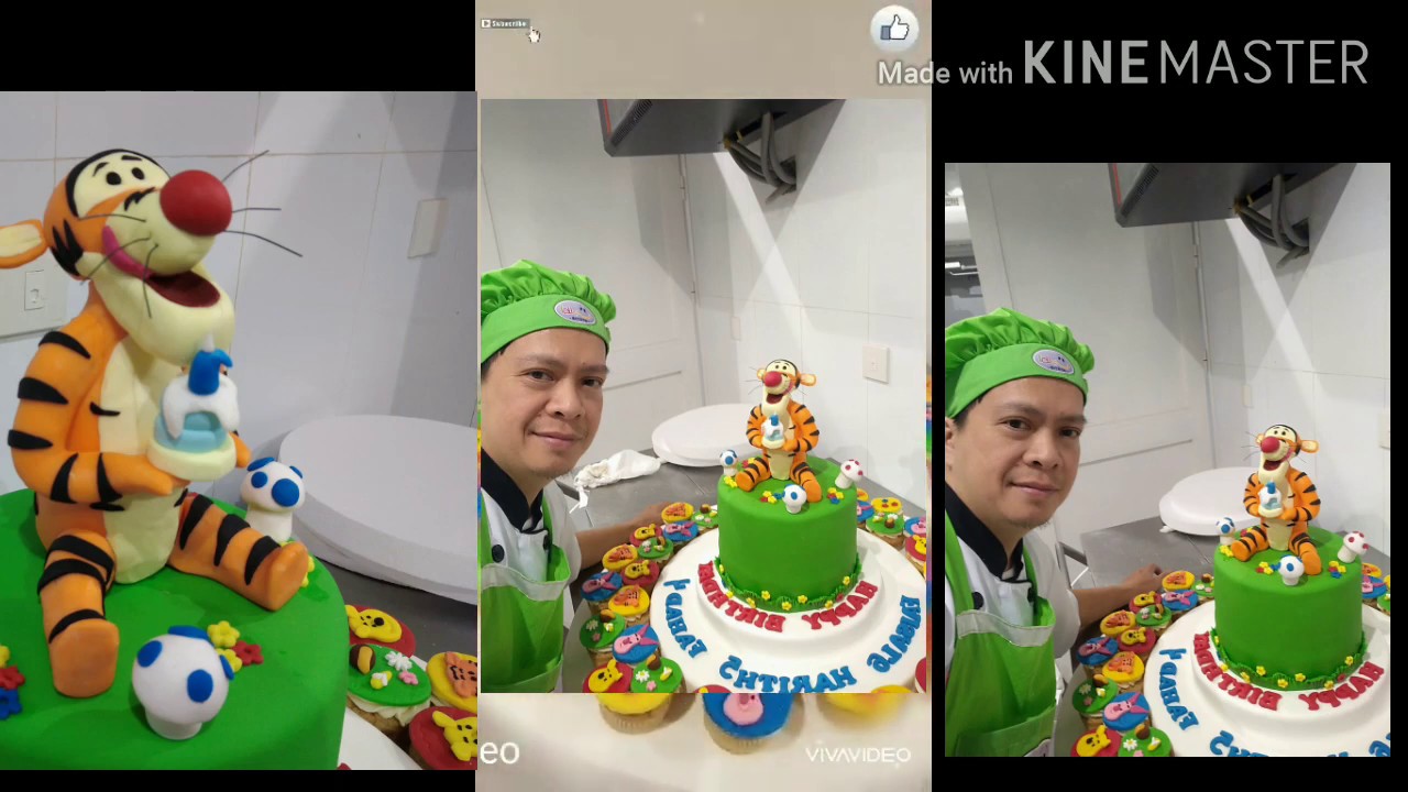 How to make Disney 3D Tigger Cake Topper , Edible characters, with 2D cup cake characters
