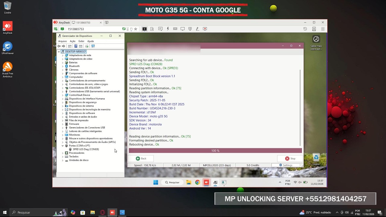 Moto G35 5G – Conta Google FRP | Serviço Remoto