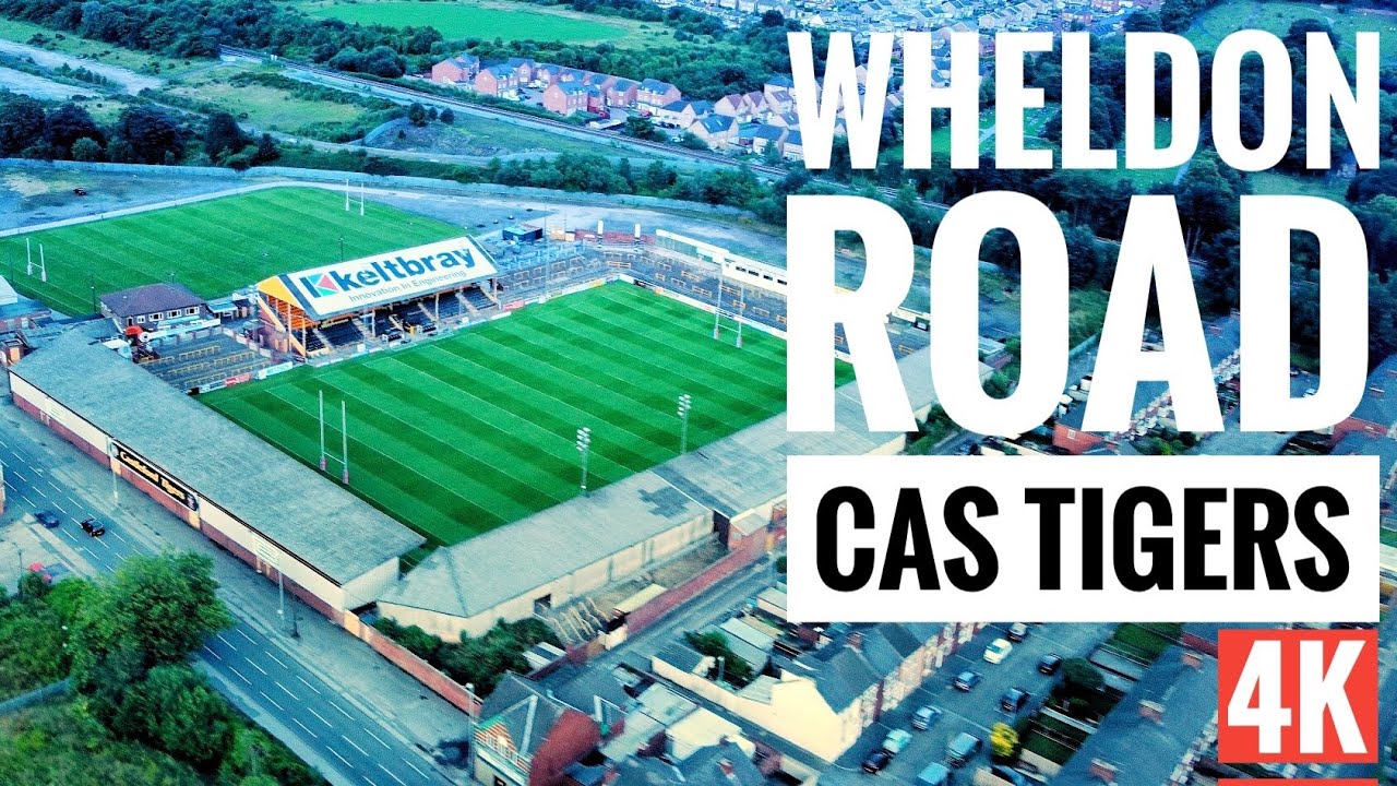 Wheldon Road, and the surrounding area by drone, Castleford