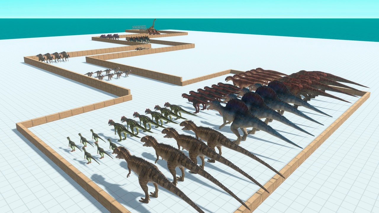 Carnivore Dinosaurs Rescue Velociraptor from Herbivore Maze - Animal Revolt Battle Simulator