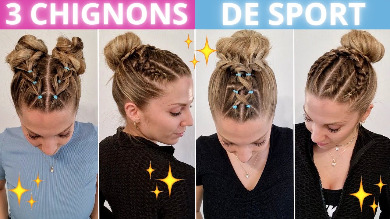 3 COIFFURE CHEVEUX LONG DE SPORT 🎾💦 Heatless coiffure cheveux longs - Coiffure pour aller a la salle