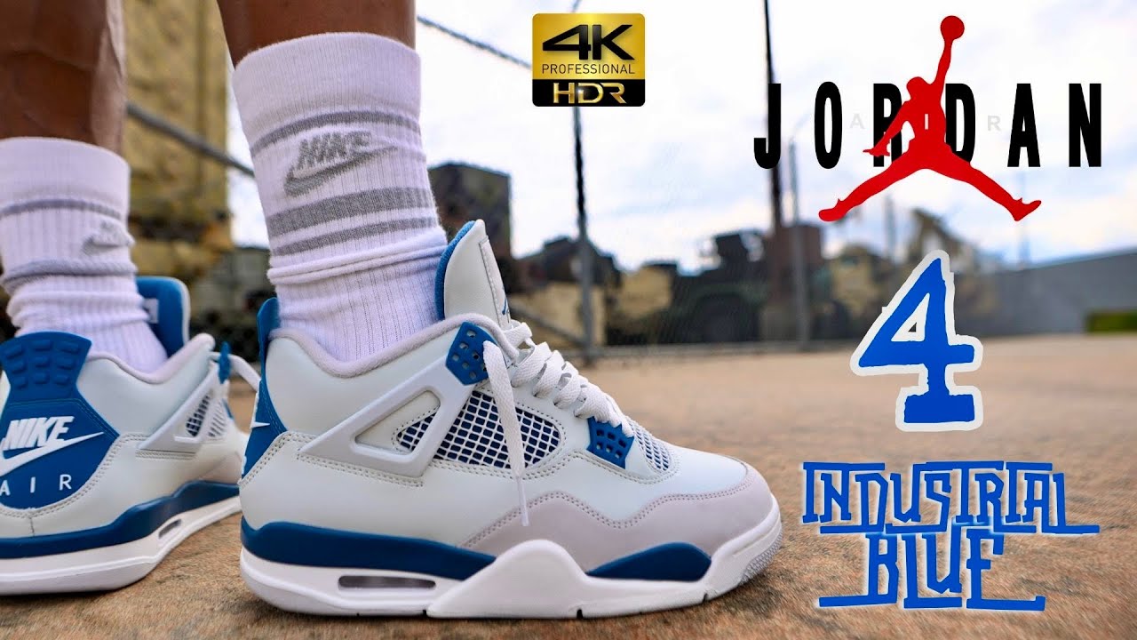PURE HEAT!! 2024 JORDAN 4 INDUSTRIAL MILITARY BLUE JORDAN 4 DETAILED REVIEW & ON FEET W LACE SWAPS!!